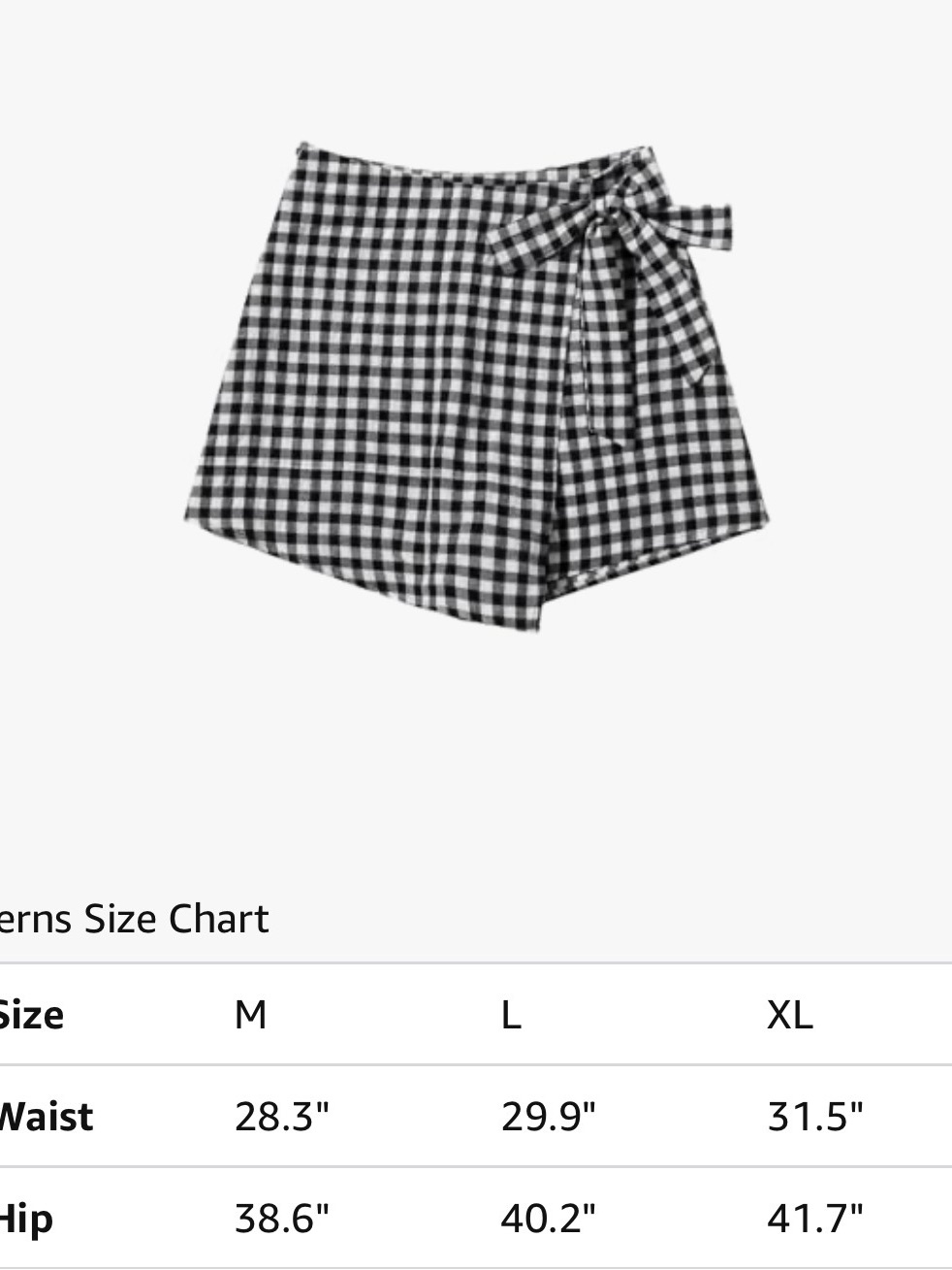 Nwt Black & White Gingham Wrap Mini Skort With Side Tie — image 2 of 6